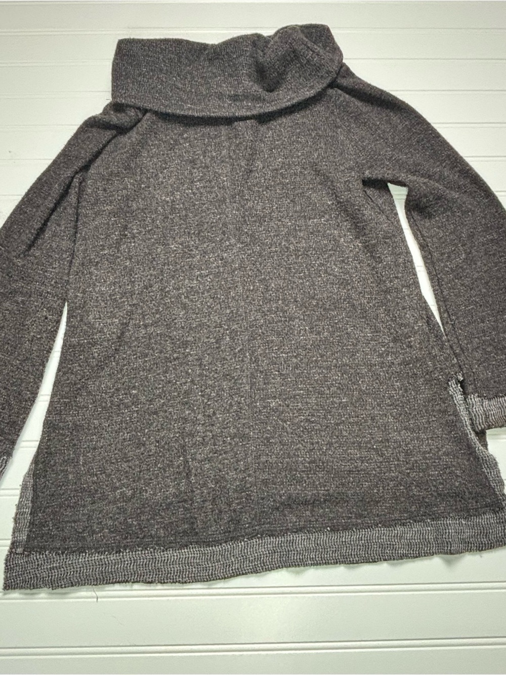 Mauve Cozy Off-Shoulder Tunic Sweater in Heathered Brown